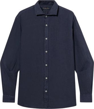 Brooks Brothers Regular Fit Linnen Overhemd met gespreide kraag - Heren - Casual Overhemden - Blauw - 2XL - Linnen - Overhemden