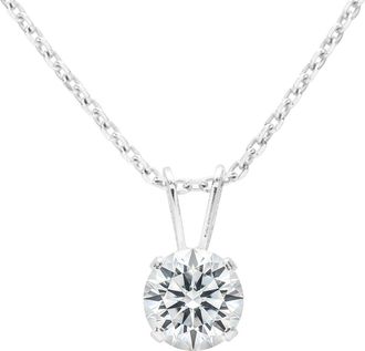 SuperJeweler Lab Grown Diamond Solitaire Necklace in White Gold with Free Chain - Available in All Carat Weights, Eco-Friendly, Conflict-Free, Sustainable Diamond