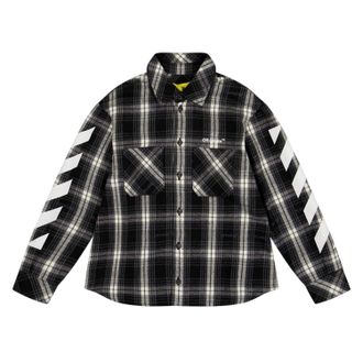 Off-white Mens Off White Boys Plaid Regular Shirt (Black/White) Cotton - Size 8Y