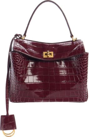 Balenciaga Mini Rodeo Croc Embossed Leather Top Handle Bag in 6036 Dark Burgundy at Nordstrom
