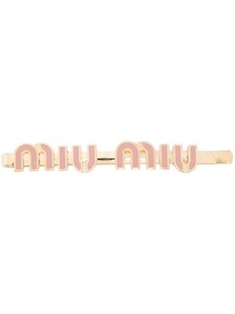 Miu Miu Fermacapelli con logo - Oro