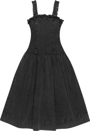 Ganni Abito midi con ruches - Nero