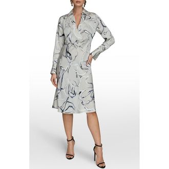 DKNY Long Sleeve Print Dress in Vellum Mul at Nordstrom, Size 12