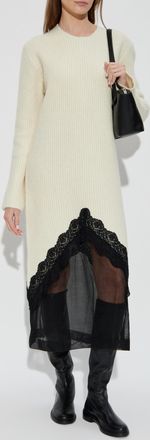 Jil Sander Dress With Decoratively Finished Hem, Womens, Cream