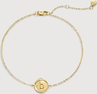 Monica Vinader Gold Mini Initial B Stamp Chain Bracelet