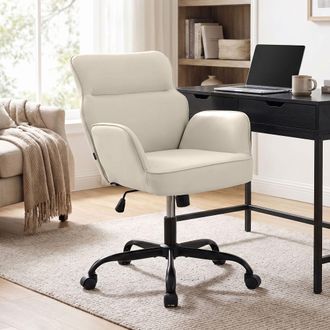 Clp Silla De Oficina Amado En Imitaci&oacute;n De Cuero Crema