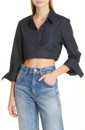 TWP The Ty Me Up Crop Shirt in Black at Nordstrom Rack, Size Large