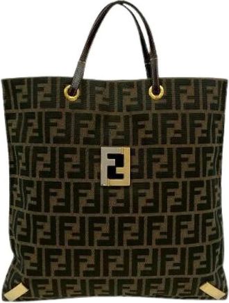 Fendi Pre-owned Tote Bags, male, Brown, Size: ONE SIZE Pre-owned Canvas fendi-bags