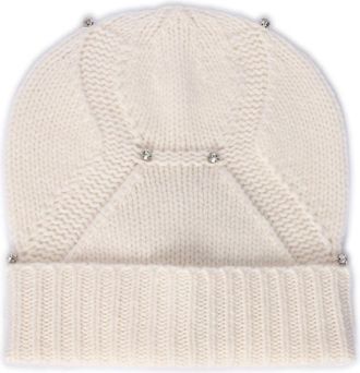 KANGRA Beanies, female, White, Size: ONE SIZE Cappello Losanghe Ricamo Caboucon