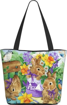 AOOEDM Spring And Eggs Rabbit Ladies Shopping Bag 13x11x7in.The Perfect ValentineS Day Gift.It Is The Best ValentineS Day Gift For Mom, Daughter, Wife,Etc