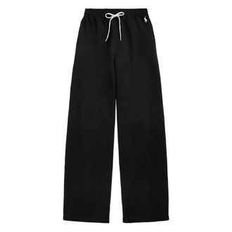 Polo Ralph Lauren Knit Open Bottom Sweatpant - female - Polo Ralph Lauren - Wide Trousers - Black - XS - Trousers