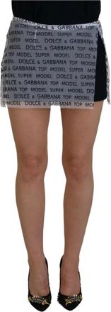 Dolce & Gabbana Model Print Minirok - Dames - Korte rokken - Wit - S - Polyester - Rokken