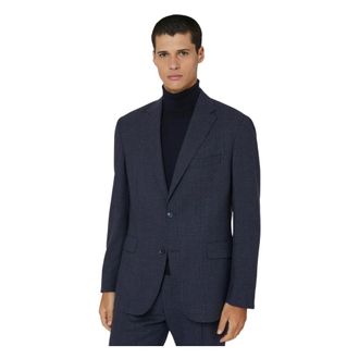 Boggi Milano Kostuums, Heren, Blauw, S, Wol, Prince of Wales Ruit Pak