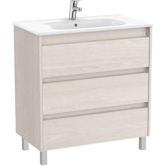 Roca Roca - Pack Unik Mueble De 3 Cajones + Lavabo Tenet Color: Gris Brillante - Medidas: 785x460x740 Mm