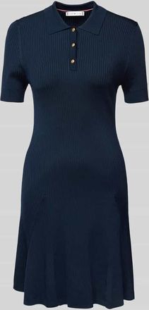 Tommy Hilfiger Knielanges Polokleid in Ripp-Optik in Marine, Größe XXL