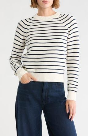 French Connection Mozart Stripe Crewneck Sweater in Cream/Navy at Nordstrom Rack, Size X-Small