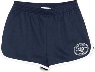 Sporty & Rich Korte Broeken, Dames, Blauw, M, Katoen, Blauwe Katoenen Logo Geborduurde Shorts