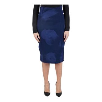 Kiton Pencil Skirts, female, Blue, Size: S Wool Cashmere Skirt