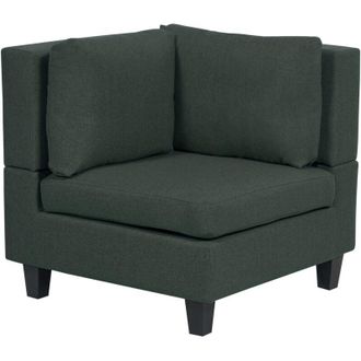 Beliani Sillón modular esquinero de tela de acolchado con cojín pieza sofá modular verde oscuro Unstad