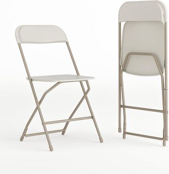 Flash Furniture Plastic Folding Chair Beige - 2 Pack 650LB Weight Capacity