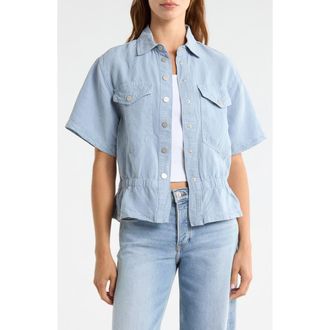 AllSaints Tove Snap-Up Shirt in Light Blue at Nordstrom, Size 10