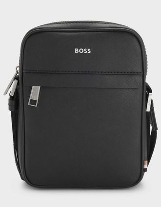 HUGO BOSS Mens Reporter bag in faux leather with logo detail - Black 001 - Size: ONE size