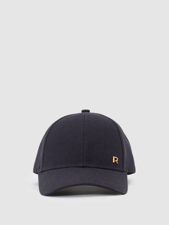 Reiss Navy Woven Baseball Cap With Linen