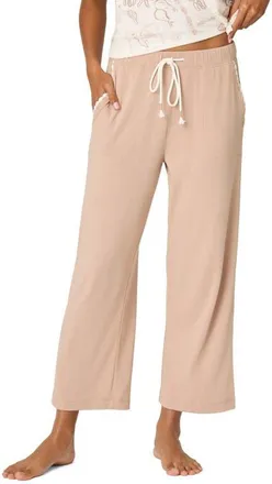 PJ Salvage Palms Away Crop Wide Leg Pants in Warm Taupe at Nordstrom, Size X-Small