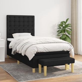 vidaXL Vidaxl - Cama Box Spring Con Colch&oacute;n Tela Negro 100x200 Cm