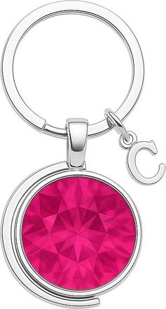 Generic October Birthstone Personalised Keyring - Opal Pink Crystal design printed Name Charm with Initial - Custom Moon Keychain Gift for Her