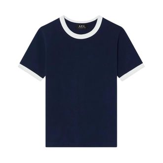 A.P.C. T-Shirts, female, Blue, Size: XL Ringer Crop T-shirt