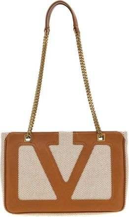 Valentino Garavani Viva Superstar Canvas Shopper - Dames - Schoudertassen - Beige - ONE Size - Leer - Tassen