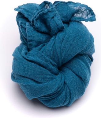 LinenMe 100% Linen Scarf for Women Men Unisex Garza 70 x 200 cm, Summer Shawl Lightweight Soft Breathable Comfortable, Sea Blue