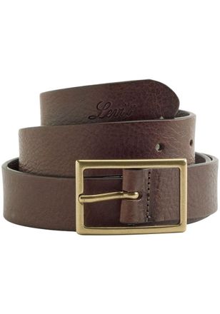 Levi's Lederg&uuml;rtel LEVIS RECTANGLE BELT, Damen, Gr. 95, braun (leather braun), Rindsleder, G&uuml;rtel Lederg&uuml;rtel, mit goldfarbener Schliesse und Logopr&auml;gung
