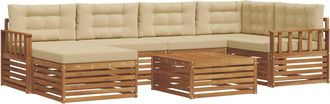 vidaXL Conjunto De Sof&aacute;s De Exterior 7 Uds. Natural Y Beige Vidaxl