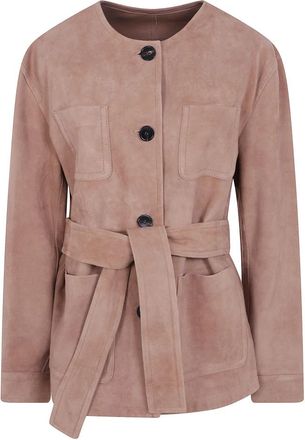 Max Mara MST Boemia Su&egrave;de Jas - Dames - Leren en Su&egrave;de Jassen - Beige - L - Su&egrave;de - Jassen