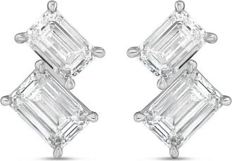 Diana M. Jewels 14K WG Gold 2 Stone Earrings 5.00 Ct Tw