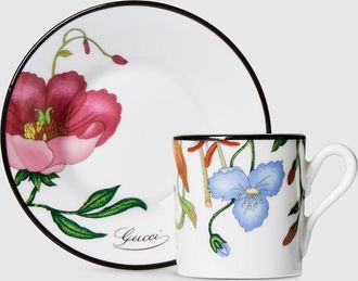 Gucci Flora Coffee Cup And Saucer, Set Of Two, White
