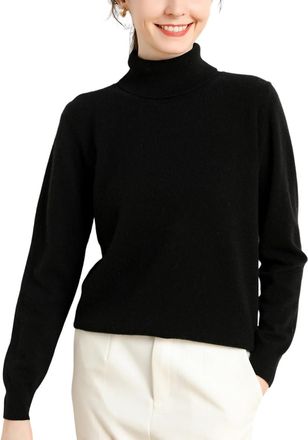 Dissa Women Cashmere Jumper Black Roll Neck Sweater Long Sleeve Relaxed Cashmere Wool Thick Jumper Solid Color Ladies Sweater,12,DF8004