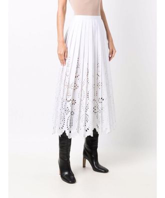 Valentino Womens Sangallo Skirt in White Cotton - Size Small