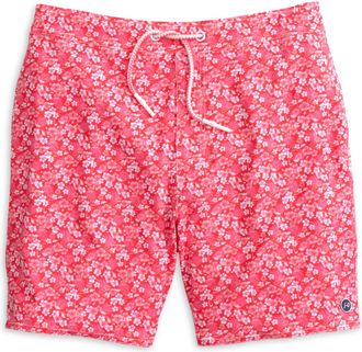 Johnnie-O Mens Lei Half Elastic Surf Shorts In Rouge Red