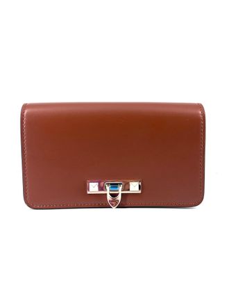 Valentino Garavani Rockstud Flip Lock Flap Leather Brown Leather Bag (Pre-Owned)