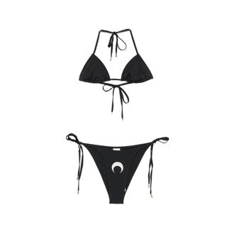 Marine Serre Bikinis, female, Black, Size: M Triangle Jersey Bikini Set