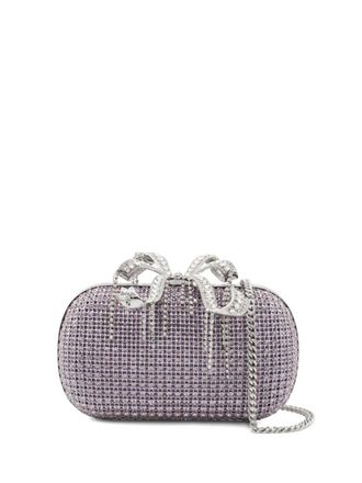 Self Portrait crystal-embellished clutch bag - women - Crystal/Polyester - One Size - Purple