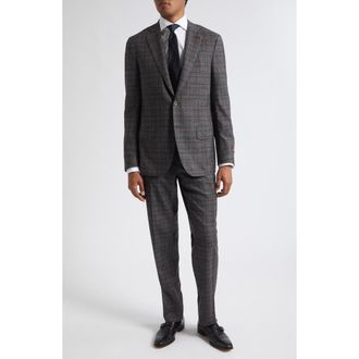 Isaia Delain Over Check Wool Suit in Dnu/grey 970 at Nordstrom, Size 50
