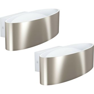 Loops 2 PACK Wall Light Colour White Satin Nickel Shade Transparent Plastic LED 10W in Metallics