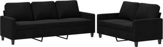 vidaXL Juego De Sof&aacute;s Con Cojines 2 Piezas Terciopelo Negro Vidaxl