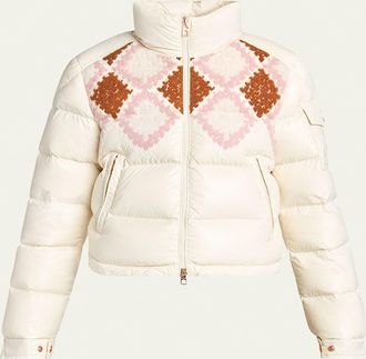 Moncler Megara Embroidered Down Puffer Jacket