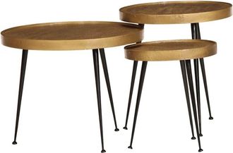 vidaXL Coffee Table 3 pcs Golden Engineered Wood Vidaxl