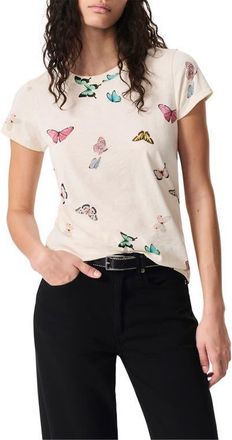 Rag & Bone Ozzy Butterfly Print Cotton Blend T-Shirt in Ivory Multi at Nordstrom, Size Xx-Small